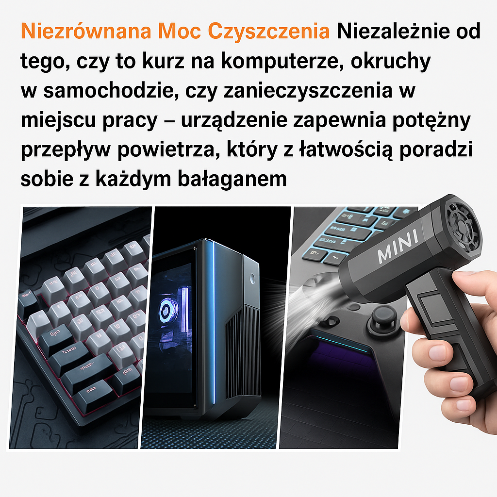 Dmuchawa elektryczna do czyszczenia auta, domu i elektroniki